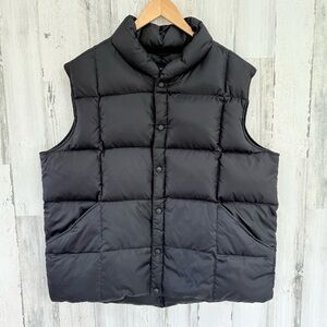 Lands’ End Men’s Size XL 46-48 Black Goose Down Puffer Vest Snap Closure